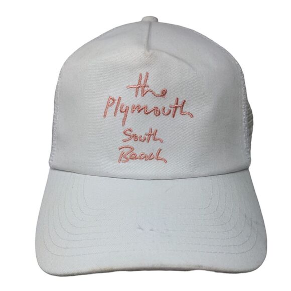 The Plymouth South Beach Snapback Trucker Hat White One Size Mesh Back - Picture 1 of 8